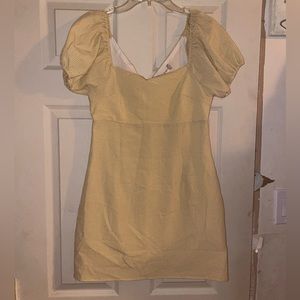 Altar’d State Yellow Gingham Puff Sleeve Dress